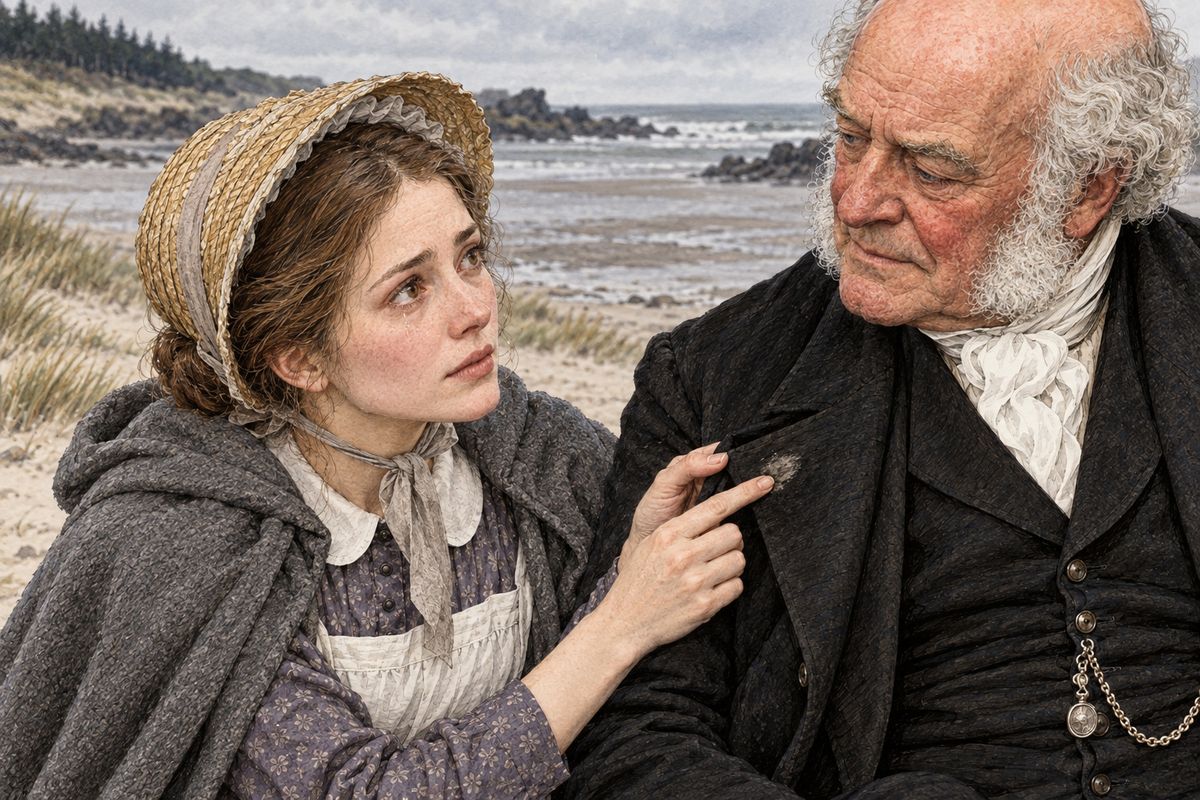 Rosanna said she was crying for the years that were gone. Betteredge told her that her past was all sponged out. She touched the dull patch on his coat where she had cleaned off a grease spot the day before. “The stain is taken off,” she said. “But the place shows, Mr. Betteredge—the place shows!”
