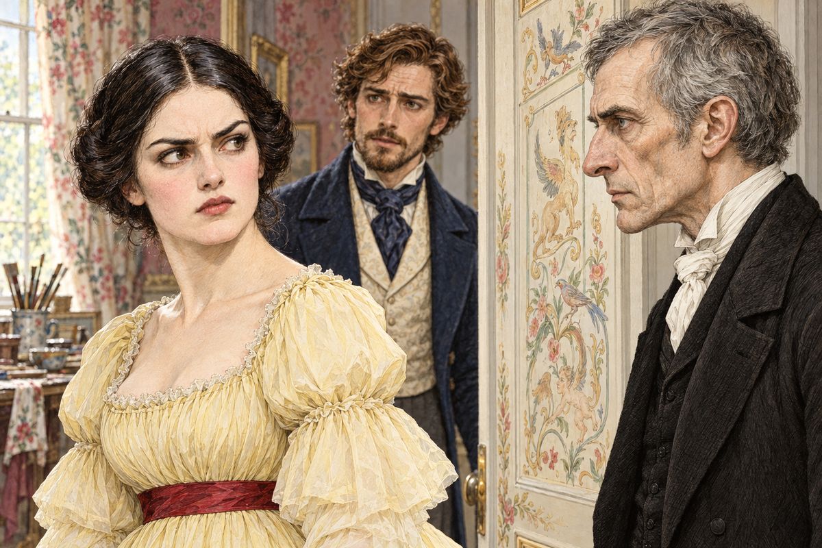 Franklin's paint dried in twelve hours, so the smear had already been eight hours dry when Seegrave blamed the maids' petticoats. "You have put the clue into our hands," Cuff told Franklin. Then Rachel burst out of her bedroom. "Do your duty by yourself — and don't allow Mr. Franklin Blake to help you!" she said bitterly, before locking herself in to weep.