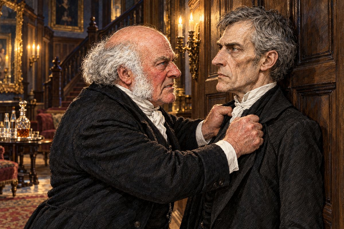 "But for her self-control," said Cuff of Lady Verinder, "the mystery would have been at an end tonight." The truth burst on Betteredge at last. He seized the Sergeant by the collar and pinned him to the wall. "Ah," said Cuff, "you've guessed it at last." He believed Rachel had had her own Diamond all along, with Rosanna helping her.