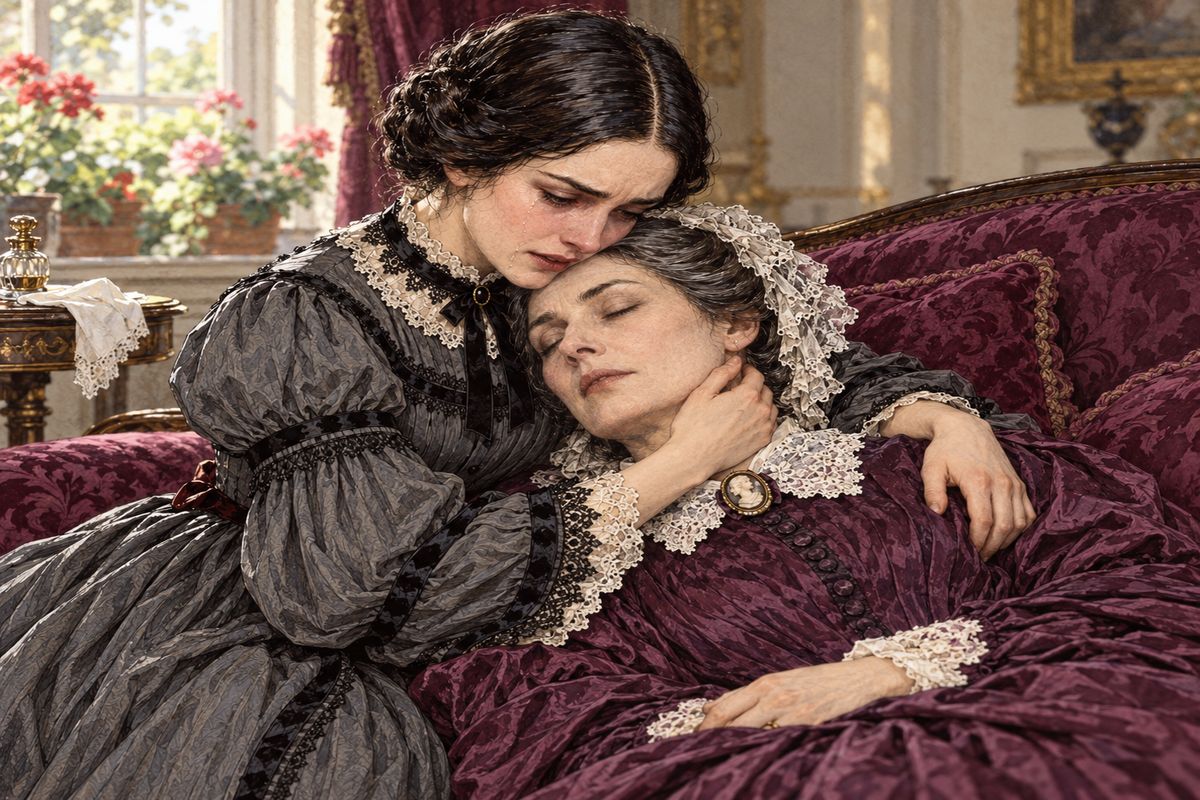 As Rachel reached for the curtain, Samuel's frightened cry rang from the stairs: Lady Verinder had fainted and could not be revived. Rachel knelt by the sofa holding her mother's head, but the doctor's verdict came soon. Lady Verinder was dead, and every one of Clack's letters lay unopened.