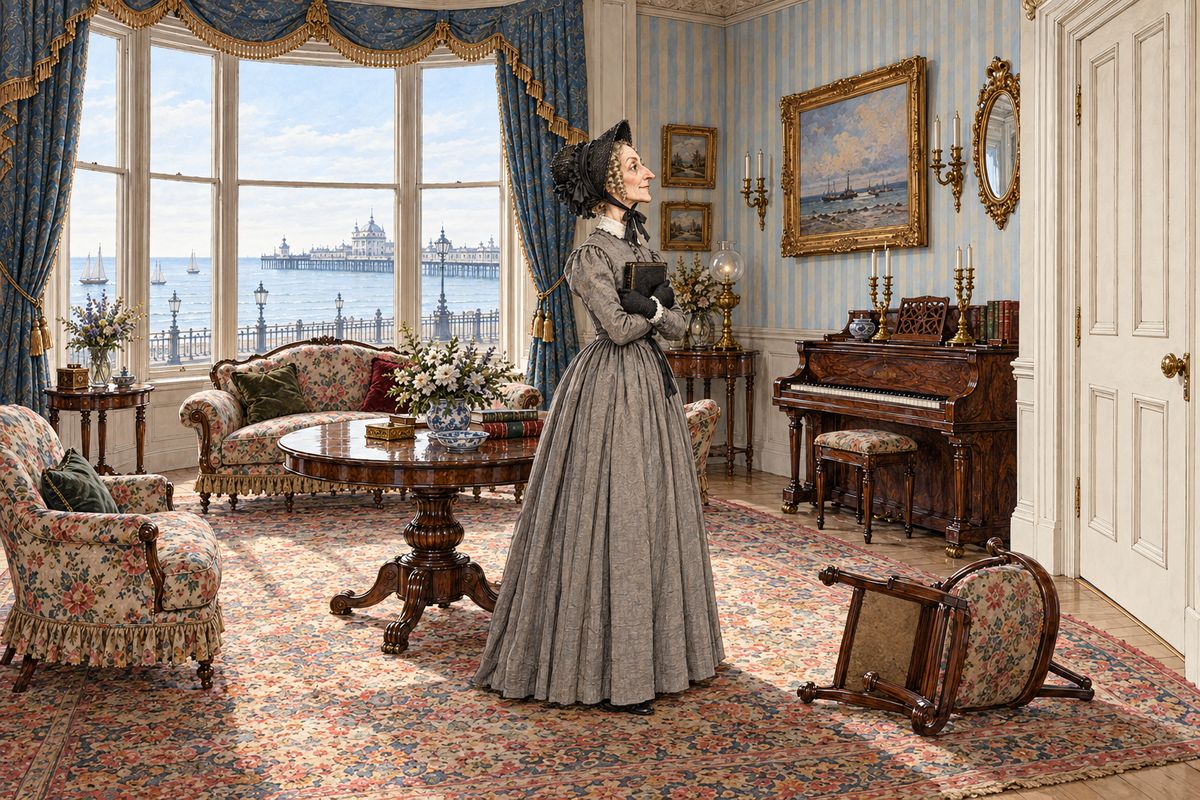 Mr. Bruff offered Rachel a home with his own family, and she accepted gladly. When Clack hinted that Lady Verinder had died unprepared, Rachel screamed and fled with Bruff, and Penelope banged the door behind them. "I was left alone in the room," wrote Clack, still forgiving everyone, and planning to leave Rachel the Life of Miss Jane Ann Stamper in her will.