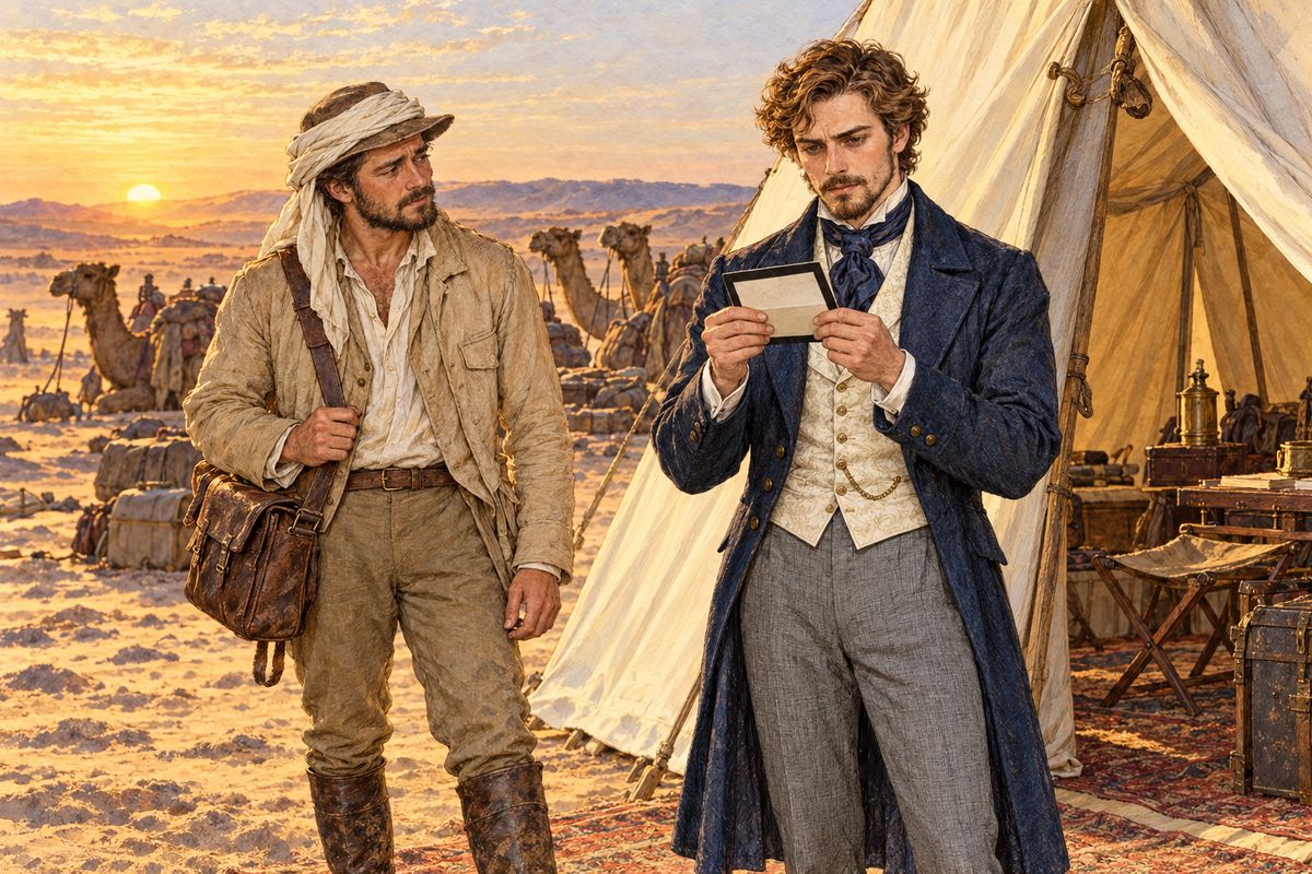 In the spring of 1849, Franklin Blake was camped at the edge of a desert in the East when his servant came back late with the post. The letter with the black mourning border came from Mr. Bruff: his father was dead, and he was heir to a great fortune. By daybreak he was on his way home to England.