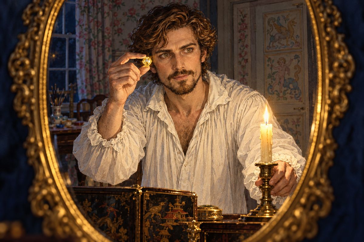 "I saw you take the Diamond with my own eyes!" Rachel had lain awake that night. At one o'clock she watched him walk into her sitting-room in his nightgown with a candle, his eyes bright, not blank. In the mirror she saw him open the cabinet drawers one after another and take out the stone.