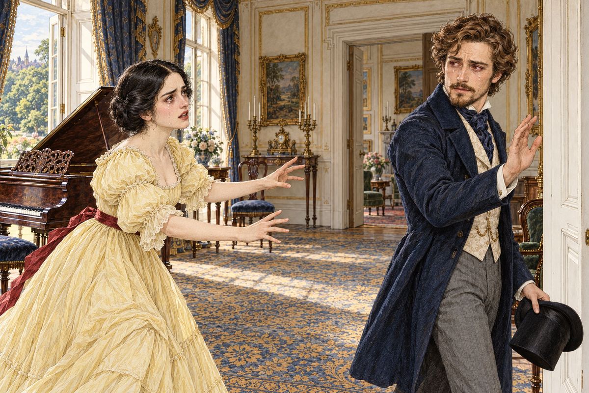 She had once written him a letter offering a secret loan, so he could put the Diamond back without anyone knowing, and she tore it up when she saw him leading the hunt for the police. She would not believe a word he said. Yet as he left, she ran after him: "Franklin, I forgive you! Say you forgive me!"