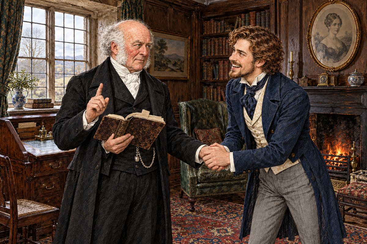Franklin and Rachel were married in Yorkshire on 9 October 1849. A year later Franklin came beaming into Betteredge's room with a secret: a child was on the way. The old steward had already marked the very passage in Robinson Crusoe. 'Now, sir, do you believe in Robinson Crusoe?' 'Betteredge,' said Franklin, 'I'm convinced at last.'