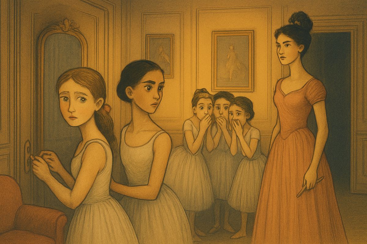 On the night of the old managers' farewell gala, half-a-dozen ballet girls burst into La Sorelli's dressing room, and little Jammes locked the door behind them. In the passage, they gasped, they had met a gentleman in evening dress who seemed to step straight out of the wall, and above his collar was a death's head. "It's the ghost!"