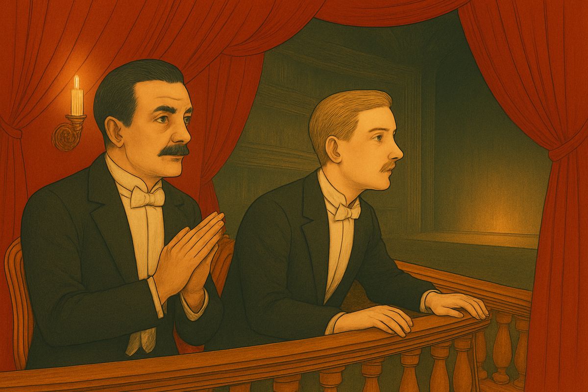 In their box, Count Philippe de Chagny, head of one of France's oldest families, applauded loudly beside his young brother Raoul, a shy naval officer on leave. Turning, Philippe found Raoul deathly pale. "Don't you see that the woman's fainting?" Raoul whispered, then rose at once to go backstage.