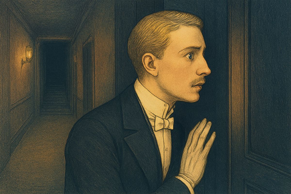 Later, waiting alone in the deserted passage, Raoul put his ear to her door and heard a man's masterful voice command Christine to love him. She answered, weeping, that she sang only for him. Then the grave voice said, "Your soul is a beautiful thing, child. The angels wept tonight."