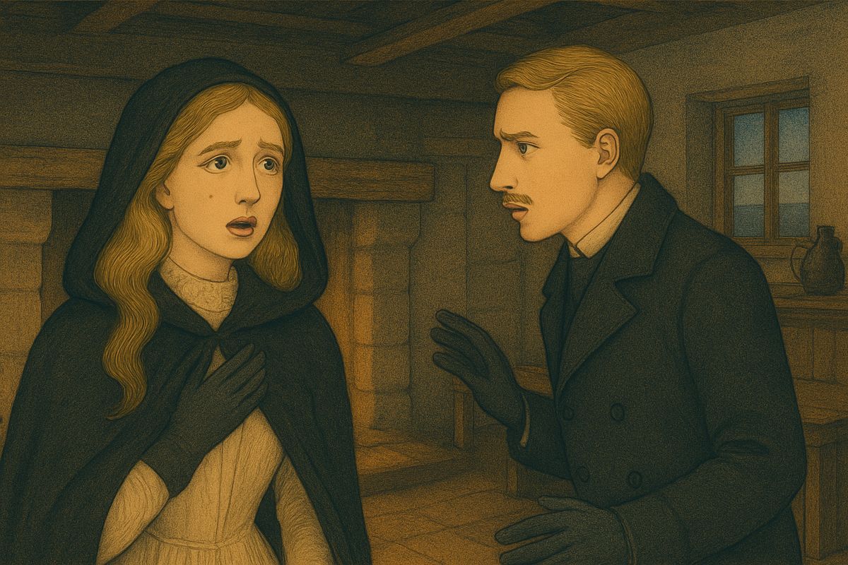 When her father died, Christine's voice seemed to die with him, until the gala night. At the Setting Sun inn she greeted Raoul without surprise: her dead father had told her he would come. But when he roughly accused her of hiding a man in her dressing-room and repeated the voice's words, "You must love me!", she went deathly pale, burst into tears and fled.