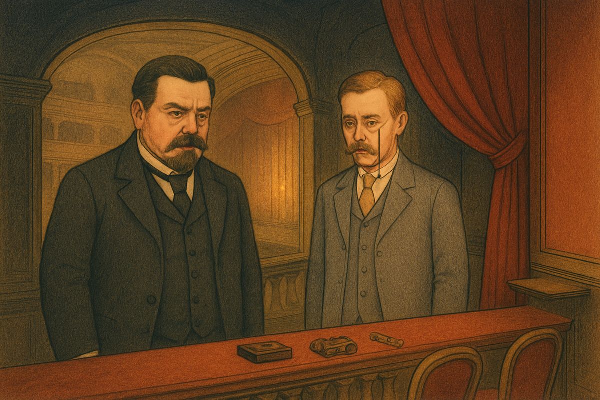 Richard kicked Mme Giry out of his office and gave her post to his own concierge. That night, while Carlotta's friends packed the house against an imaginary plot, the managers sat defiantly in Box Five. Returning after the interval, they found a box of English sweets and an opera glass on the ledge. Nobody knew who had put them there.
