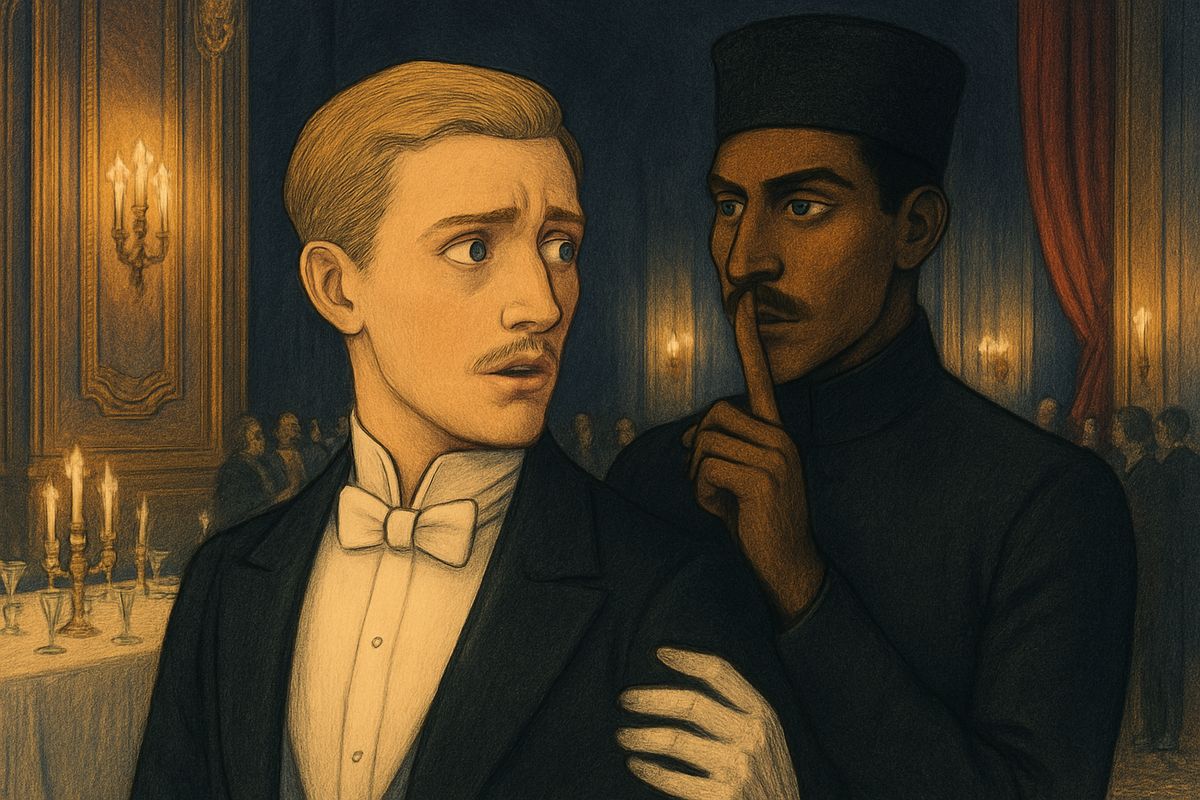 Raoul wandered the stage calling "Christine! Christine!" while people laughed at him. In her dressing-room he pushed at the great mirror, but it would not move for him. When the police commissary arrived, Raoul followed the crowd to the managers' office. At the door a hand touched his shoulder and a voice whispered, "Erik's secrets concern no one but himself!" It was the Persian, who bowed and disappeared.