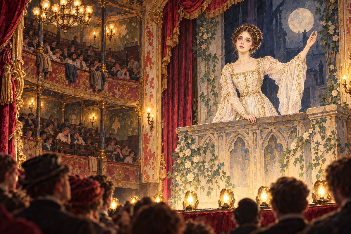 Sibyl came on as Juliet to wild applause, lovely as a fawn, but she spoke every line as if it meant nothing to her. At the balcony scene her stiff, schoolgirl recital killed the poetry, and the restless crowd began to talk and whistle.