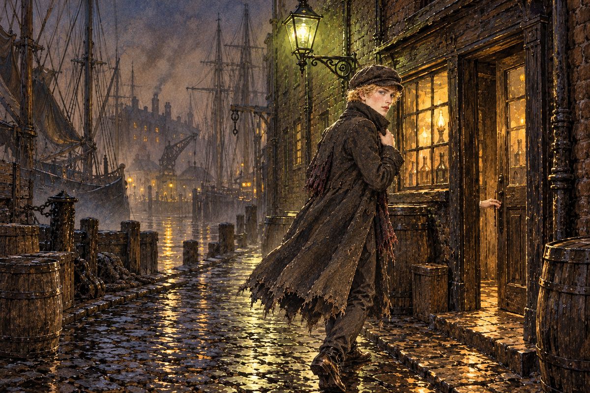 Then, without warning, he would slip out at night under a false name and go down to dreadful places near the docks, staying for days until he was driven away. Soon whispers spread that he had been seen brawling with sailors. At his club, two gentlemen rose and walked out pointedly when he entered, and old friends began to avoid him.