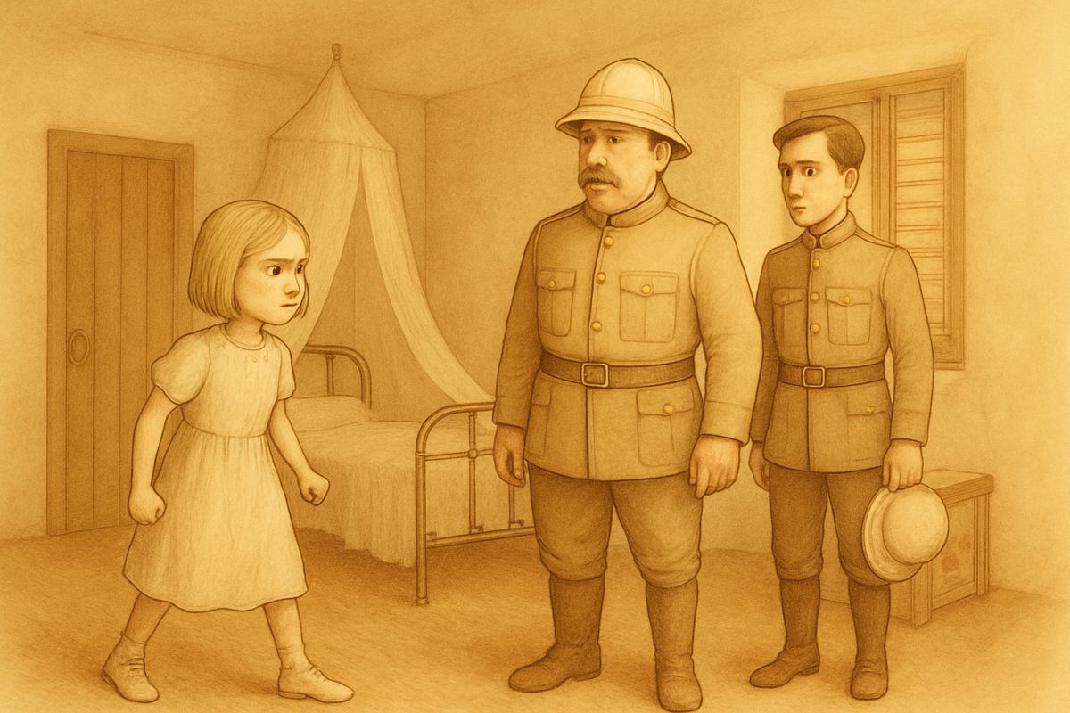 At last men’s footsteps sounded, and two officers opened the nursery door. “A child alone! Who is she?” cried the first. Mary stamped her foot. “Why does nobody come?” Barney looked at her sadly. “Poor little kid,” he said. “There is nobody left to come.” Her father and mother had died in the night.