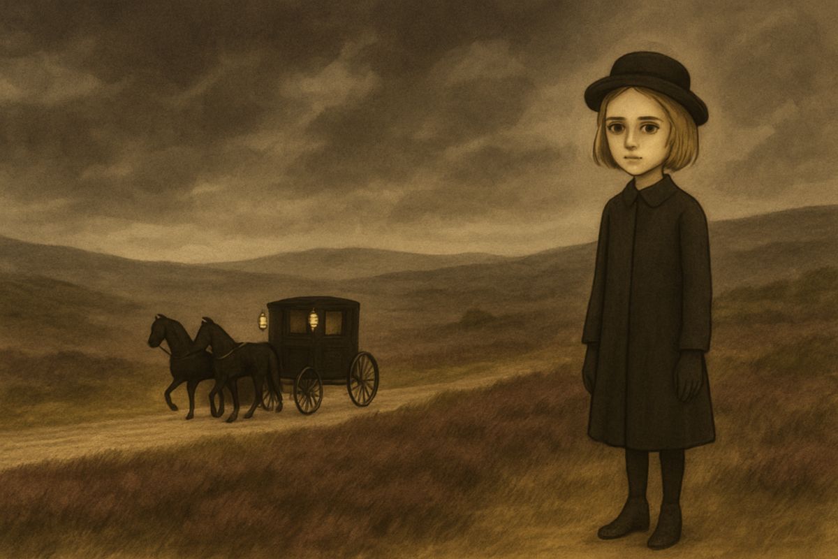It was dark when they reached Thwaite Station and drove five miles across Missel Moor. The wind made a wild, low, rushing sound over the heather. “It’s not the sea, is it?” Mary asked. At last a light twinkled in the lodge window, and the carriage rolled on up a long avenue where the trees met overhead like a dark tunnel.