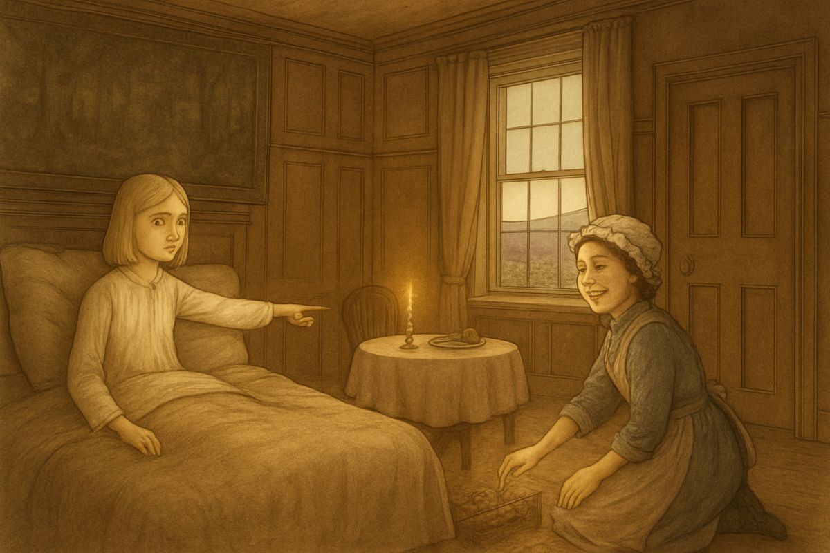 Mary woke in her tapestried room to find a young housemaid named Martha kneeling at the hearth, raking out the cinders and lighting the fire. Beyond the deep window stretched the moor like an endless, dull purplish sea. "I hate it," said Mary. Martha only grinned: she loved the moor, and was sure Mary would too.