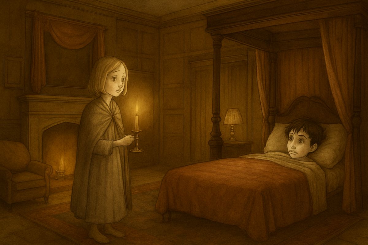 Beyond it, in a great firelit room, a pale boy lay crying in a carved four-poster bed. He stared at her with huge grey eyes. "Are you a ghost?" he whispered. "No," said Mary. "Are you one?" He was Colin Craven, her uncle's own son, and no one had ever told her he existed.