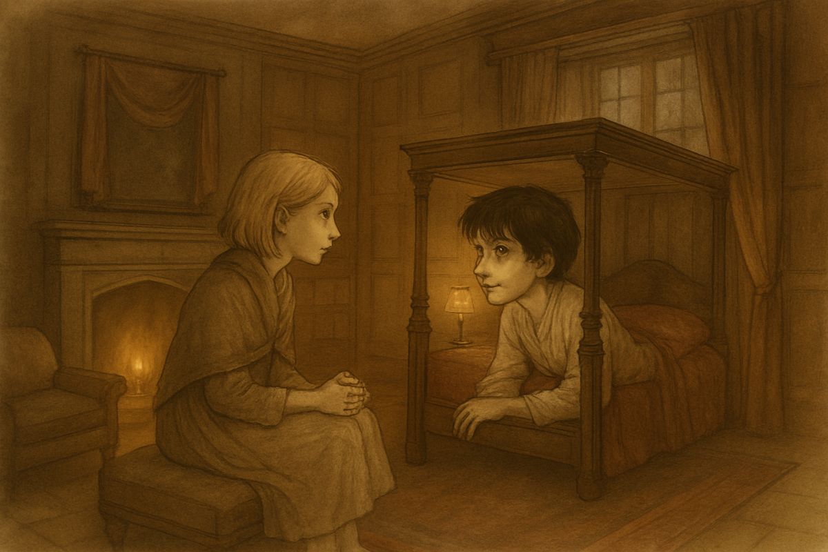 Colin said coolly that he would not live to grow up, and that his father could hardly bear to look at him. But when he heard of the locked garden his eyes shone, and he vowed to make the servants open it. "Oh, don't!" cried Mary. If it stayed a secret, they might slip in together one day.