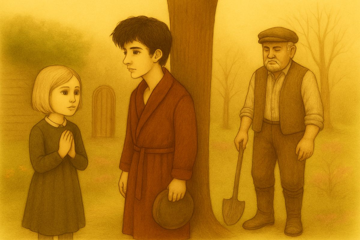 Colin walked to a nearby tree and stood against it, proud and straight, while Mary whispered, "You can do it! You can do it!" Ben came in through the door and told them how Colin's mother had loved her roses. For years after she died he had climbed over the wall to do a bit of pruning in secret.
