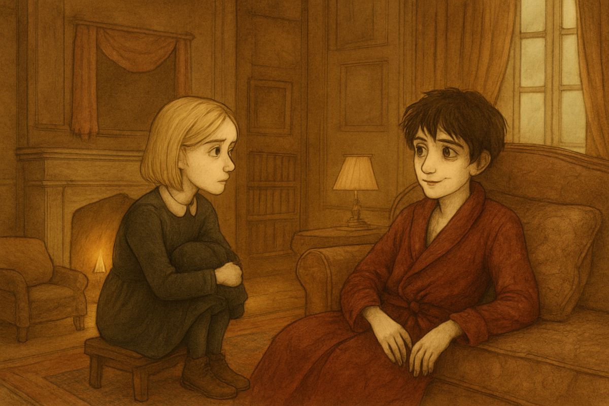 Back in his room, Colin ordered Dr. Craven about as usual, and afterwards Mary told him plainly that he was queer. "But so am I," she said, "and so is Ben Weatherstaff." Colin frowned, then slowly smiled. If he went every day to the garden, he decided, he would stop being queer, because there was Magic in there, good Magic.