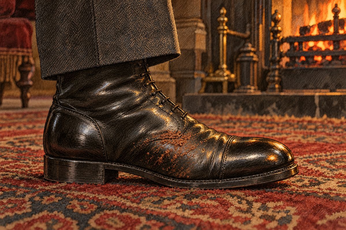Lighting his brier pipe, Holmes showed off his monographs on tobacco ash and footprints, then turned to my boots. “Observation shows me you have been to the Wigmore Street Post-Office this morning,” he said. Reddish earth thrown up opposite its door clung to my instep; since I had written no letter and had stamps in my desk, I must have sent a telegram.