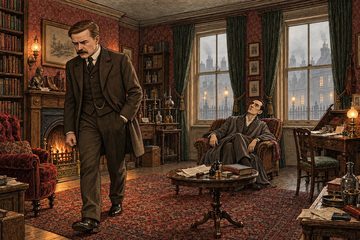 Yet he named its owner: my elder brother, an untidy, careless man who threw away good prospects, lived in poverty with brief spells of plenty, and died of drink. Stung, I sprang up and limped about the room. “This is unworthy of you, Holmes,” I said. “You have made inquiries into my unhappy brother. It has a touch of charlatanism in it.”