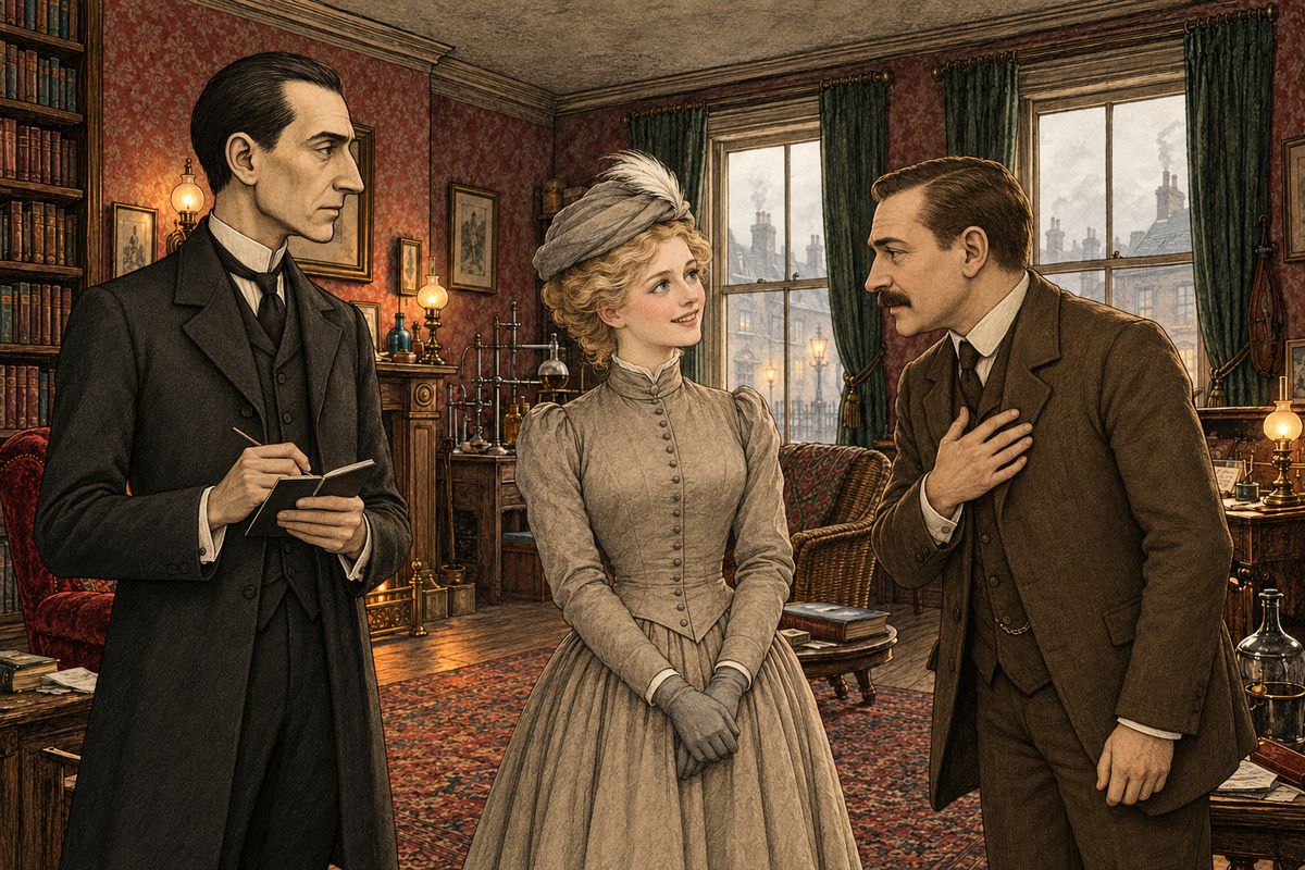 "Then we shall most certainly go," said Holmes. Dr. Watson would be the second friend. When Mary looked to him, Watson said he would be proud and happy to help. She promised to come back at six, gave them both a bright, kind look, and hurried away.