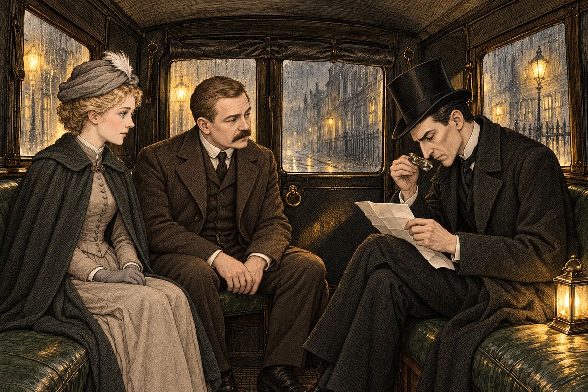 Mary sat pale but composed in a dark cloak. Her father and Major Sholto had commanded the troops in the Andaman Islands together, she said, and she had brought a strange paper found in his desk. Holmes smoothed it on his knee and went over it with his lens. It was Indian paper, he said, and had once been pinned to a board.