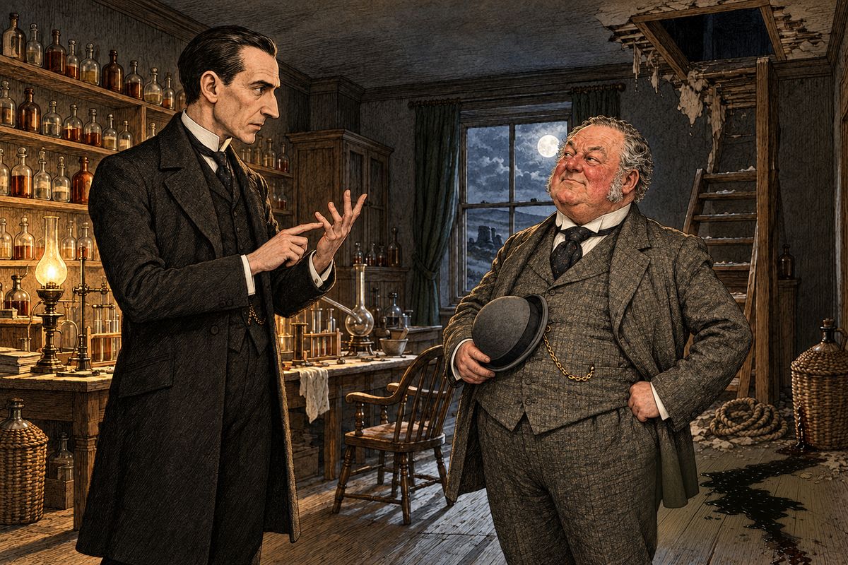 "Not only will I clear him," said Holmes, "but I will make you a free present of the name of one of the two people who were in this room last night." He was Jonathan Small: a sunburned former convict with a worn wooden stump for a right leg, a square-toed left boot and skin torn from his palms. As for the other man, he was "a rather curious person."