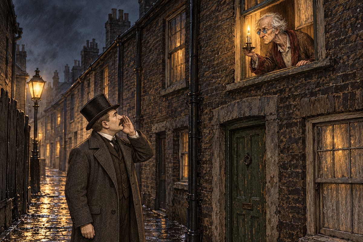 Holmes had sent him to fetch a dog. At No. 3 Pinchin Lane, Lambeth, a face in blue spectacles threatened to set forty-three dogs, or a viper, on him. But at the words "Mr. Sherlock Holmes" the window slammed shut and old Sherman hurried down to unbar the door.