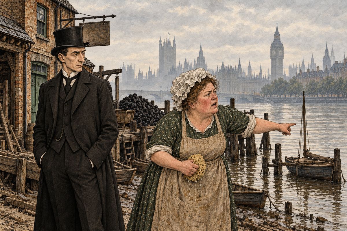 Holmes only sighed that he had wished to hire Mr. Smith's launch, and out it all came. A wooden-legged man with a thick, foggy voice had tapped at the window about three that morning; her husband and their eldest, Jim, went off with him in the launch, steam already up. 'I don't feel easy in my mind about it,' she said.