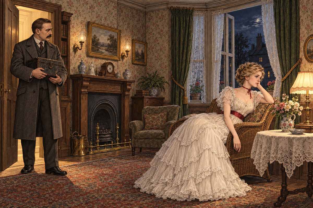 They landed Watson at Vauxhall, and a quarter of an hour's drive brought him to Mrs. Forrester's. She was out for the evening, and he left the friendly inspector waiting in the cab. In the drawing-room he found Mary alone, sitting quietly by the open window in the soft light of the lamp, looking sad and far away.