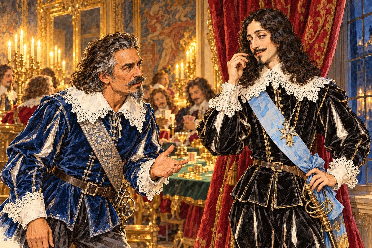 Tréville scolded his Musketeers in public and praised them in private. That evening, at the king's gaming table, he told Louis XIII how three Musketeers and a Gascon boy had beaten five of the Cardinal's Guards. "Why, this is a victory!" cried the king, and bade him bring all four up the back stairs next day.