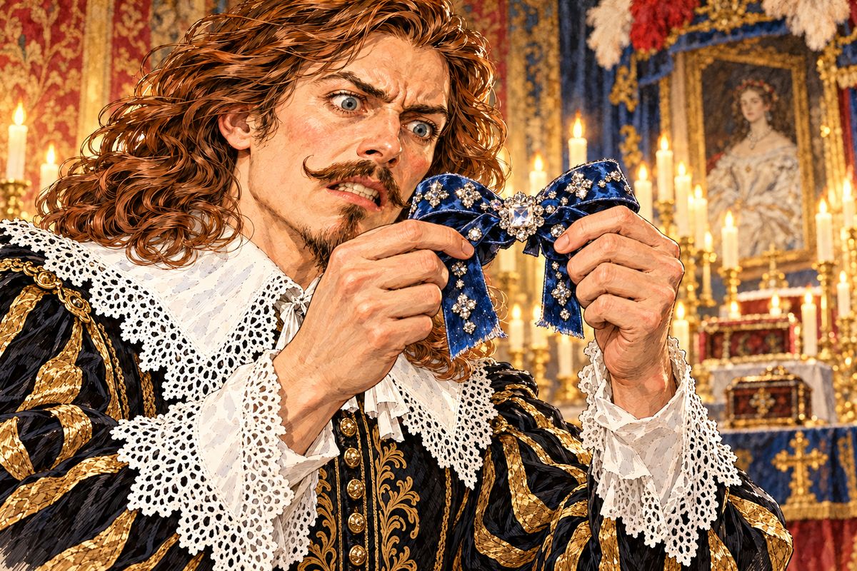 As he kissed the studs one by one, Buckingham cried out: only ten remained, and the ribbons had been cut with scissors. "The Comtesse de Winter," he said through his teeth. "She is an agent of the cardinal." He wrote out an order at once: no ship was to leave any British port. All London took it as a declaration of war.