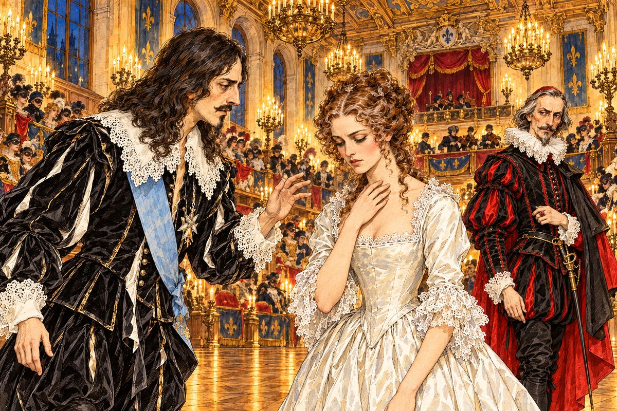 The king pushed through the crowd unmasked, his ribbons half tied, and went straight to her. "Why, madame, have you not worn your diamond studs?" She said she had feared for them in such a crush, and offered to send to the Louvre. "Do so, madame, and at once, for within an hour the ballet will commence."