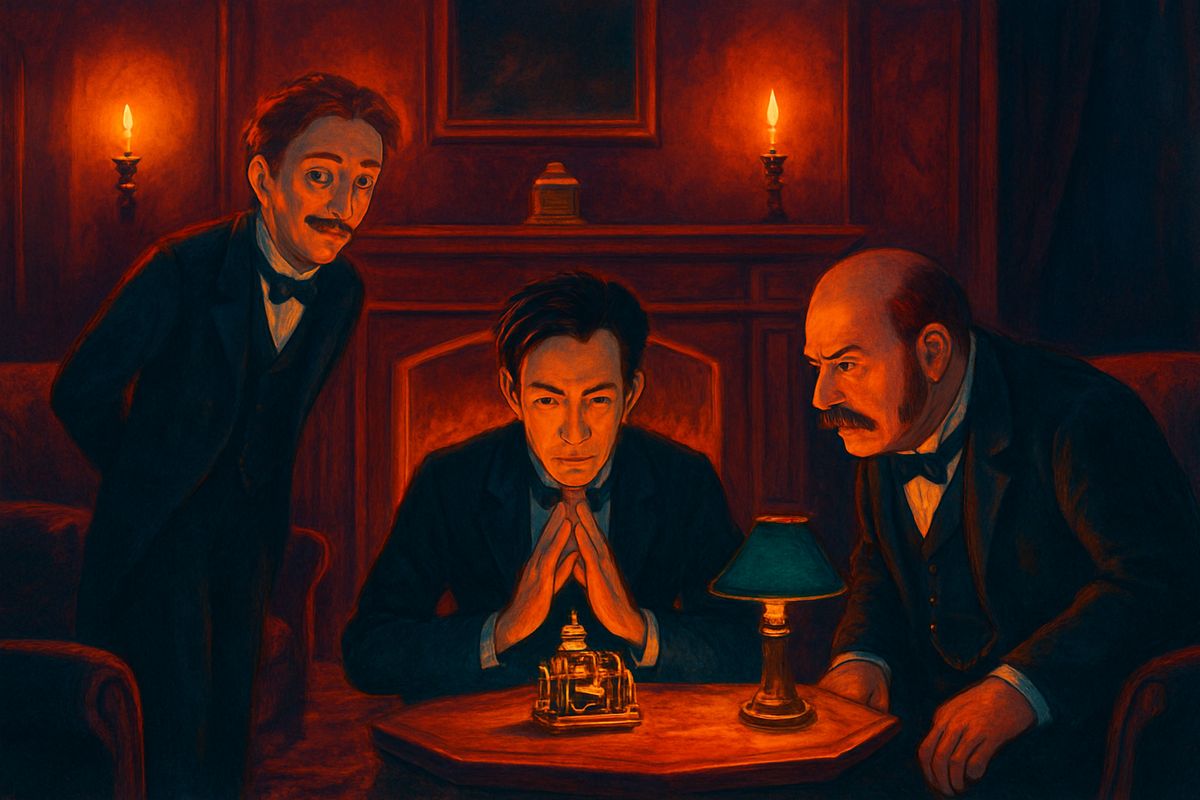 One Thursday evening in his house at Richmond, the Time Traveller set a small table before the fire and placed on it a glittering framework of brass, ivory and crystal, scarcely bigger than a clock. His guests crowded round. "It's beautifully made," said the Medical Man. "It took two years to make," came the reply.