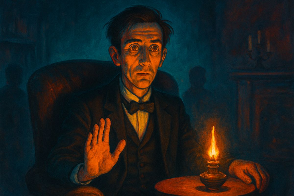 When he had finished, he led them into the smoking-room and sat back in his easy-chair. "I've lived eight days... such days as no human being ever lived before!" he said. "But no interruptions! Is it agreed?" They all agreed. The listeners sat in shadow, and only his white, earnest face shone in the circle of the little lamp as he began his story.