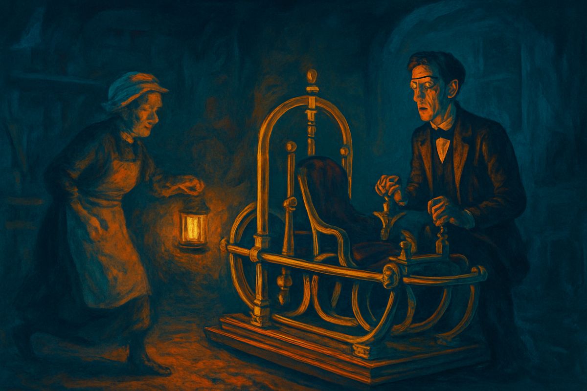 At ten o'clock that morning the Time Traveller sat in the saddle, gripped the starting lever with both hands and pressed it over. The laboratory went hazy and dim, and when his housekeeper, Mrs. Watchett, came in, she seemed to shoot across the room towards the garden door like a rocket, never seeing him at all.