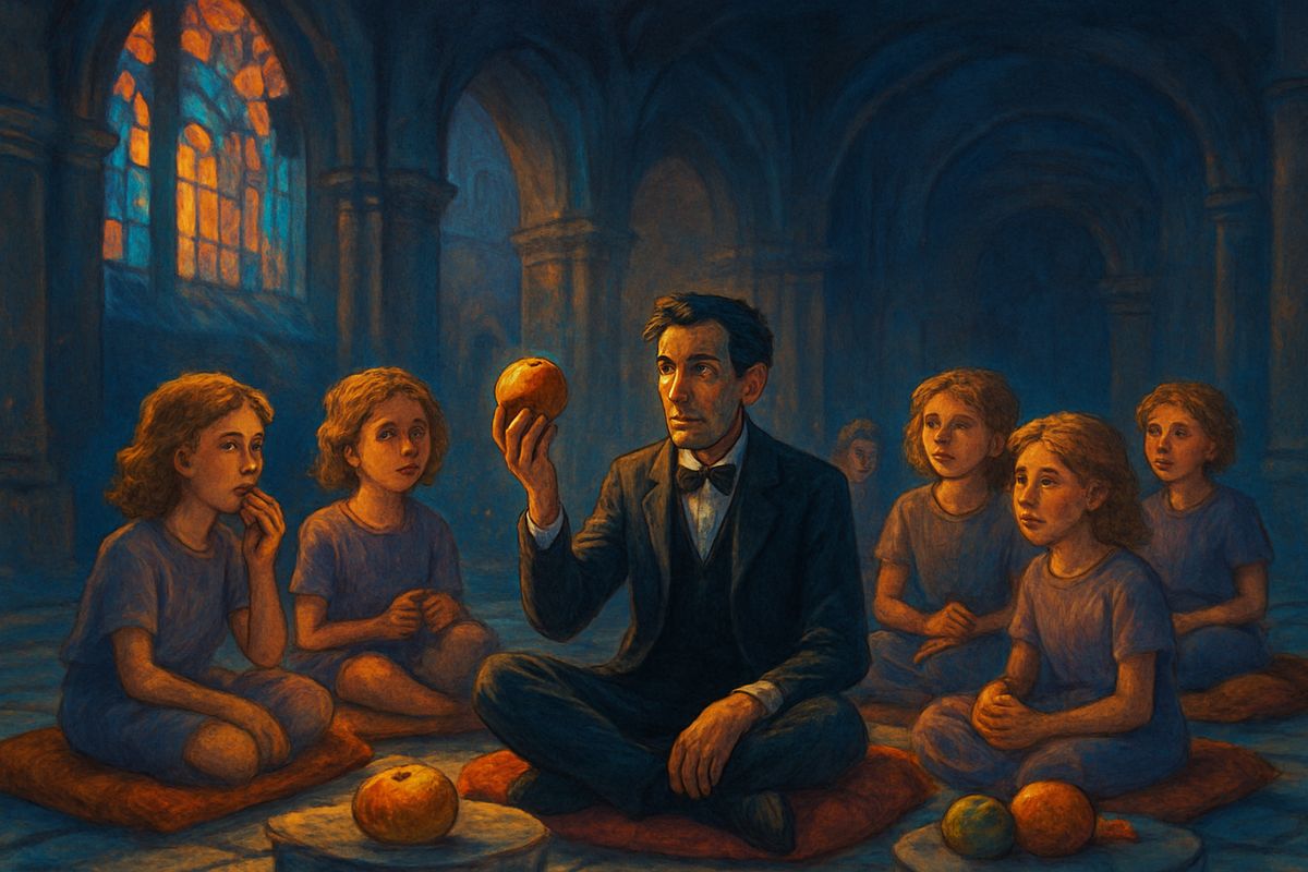 Inside the great hall, which was grand but falling to ruin, the Eloi lounged on cushions beside low stone tables heaped with strange fruit and ate with their fingers. He was hungry, so he joined them, since fruit was all they ever ate. He tried to learn some of their words, but they got bored quickly and drifted off to play.