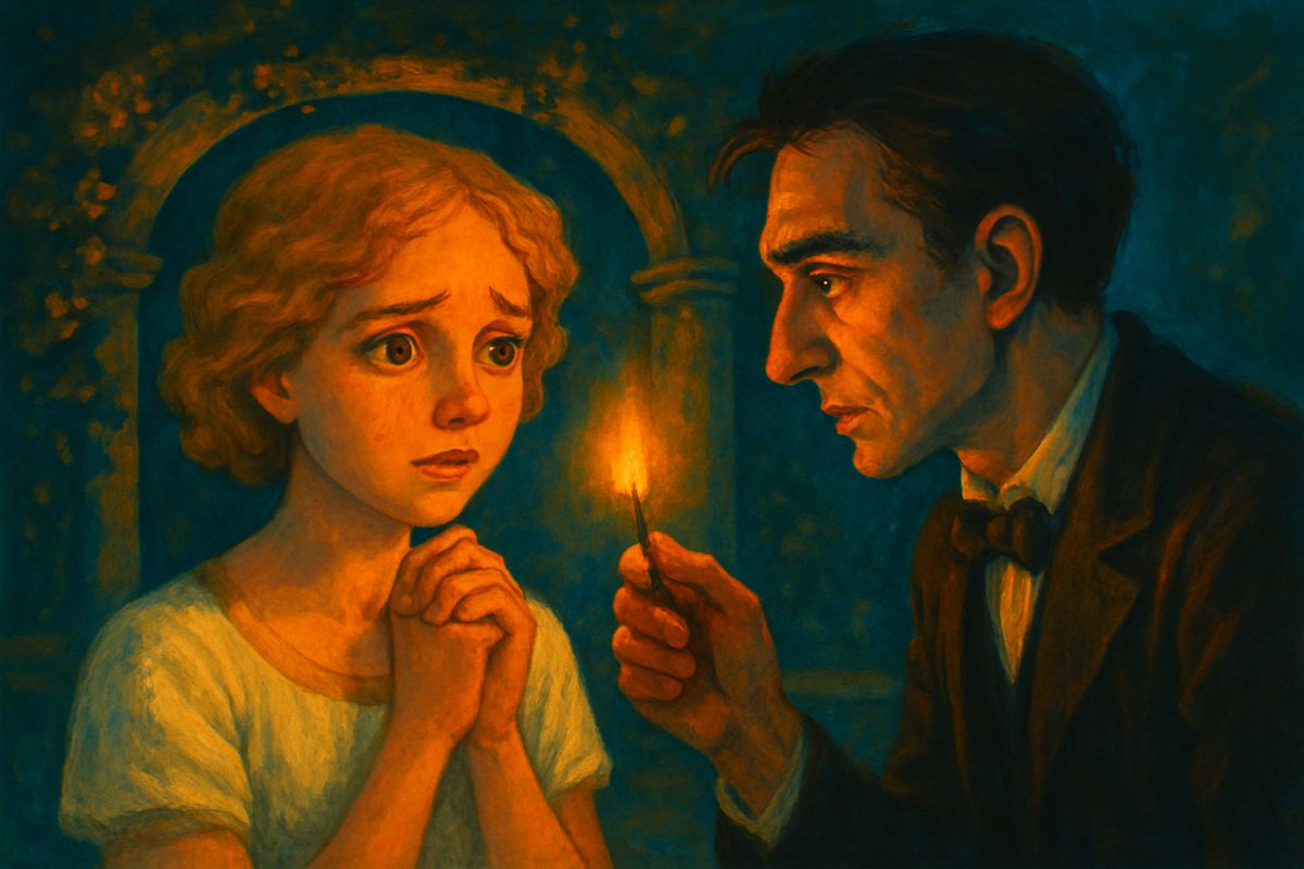 Slowly the truth dawned on him. Man had split into two kinds: the Eloi of the sunlit world and these Morlocks of the dark below, perhaps the idle rich and the toiling workers, drawn apart over the ages. When he pressed Weena about the Underworld, she burst into tears. Only when he solemnly struck a match did she smile again.