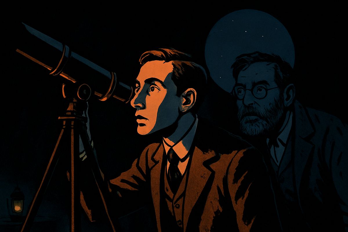 Six years ago, after news of a great outbreak of flaming gas on Mars, the astronomer Ogilvy invited me to his black, silent observatory at Ottershaw. At the stroke of midnight I saw it myself: a reddish flash at the planet's edge, the slightest projection—another missile leaving Mars, though neither of us dreamed it.