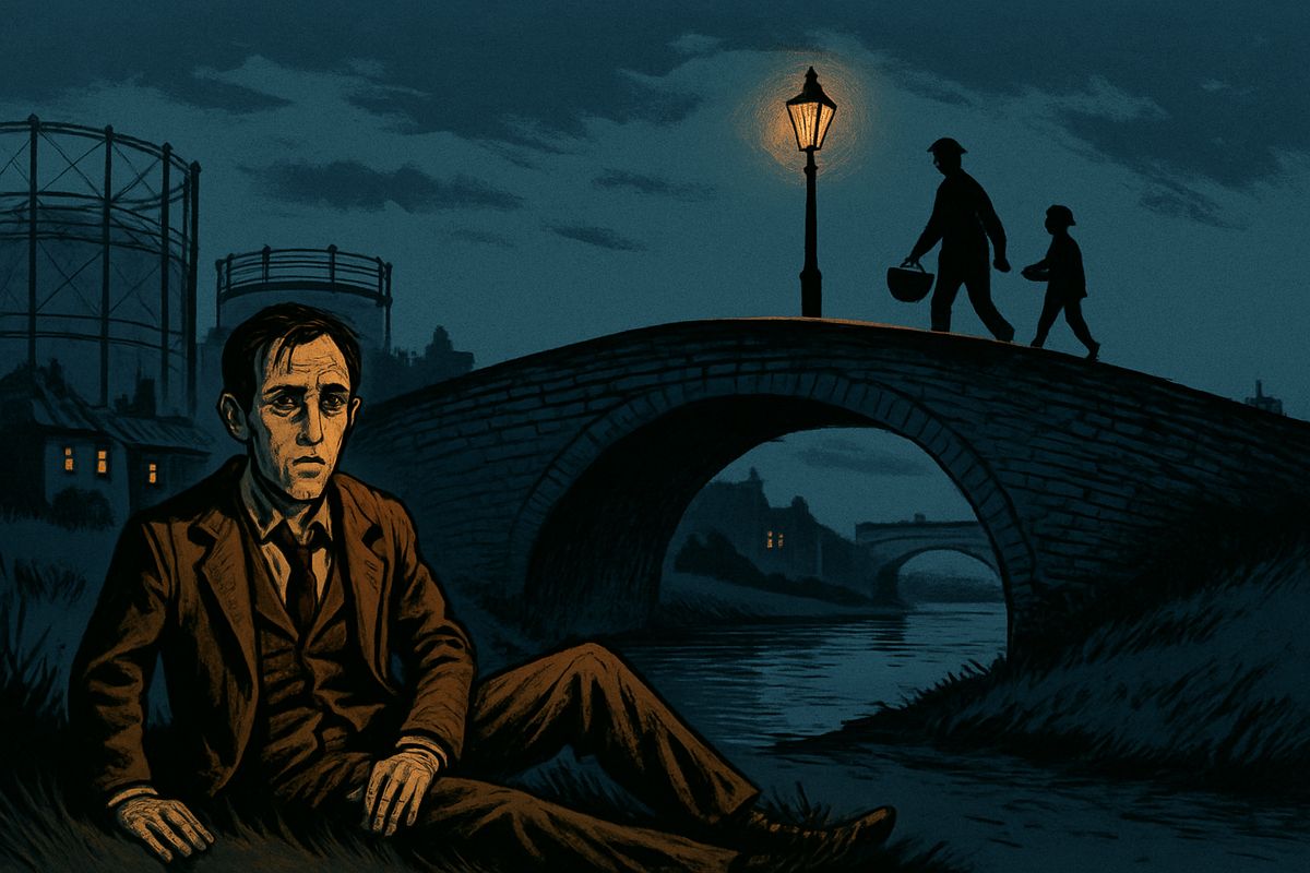 I fled blindly through the heather and fell by the canal bridge near the gasworks. When I sat up, my terror had dropped away like a garment. A workman and his little boy passed and wished me good night; a lit train clattered south. Everything was so ordinary that the common behind me seemed only a dream.