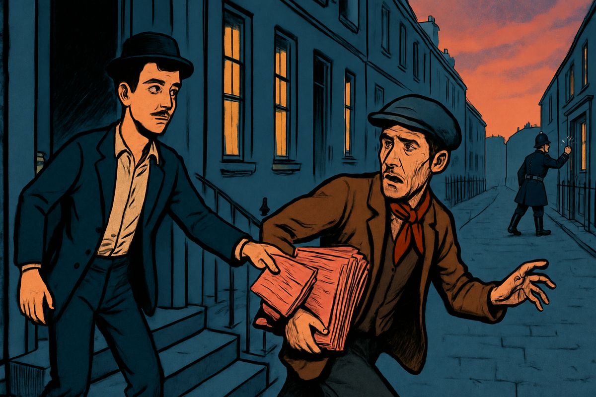 In the small hours of Monday bells clanged, drums beat and policemen hammered on doors: 'The Martians are coming!' At pink dawn a newsvendor ran past with the fleeing crowd, selling papers as he went. The Commander-in-Chief's dispatch said it plainly: there was no safety from the Black Smoke but in instant flight.