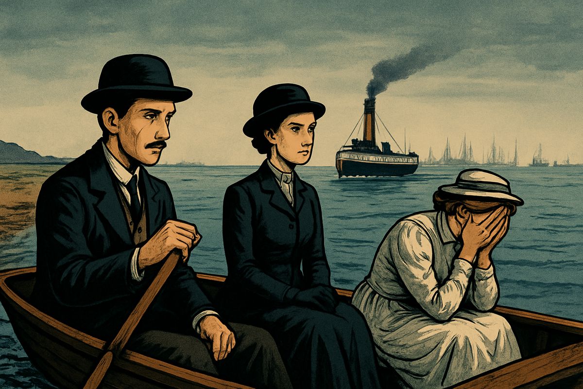 Then Miss Elphinstone drove the pony straight into the stream while he held back a cab horse, and they fought across. For two days they pushed east, losing the pony at Chelmsford, until near Tillingham the sea appeared, crowded with ships of every nation. A paddle steamer took them aboard, bound for Ostend, as a Martian came striding along the shore.