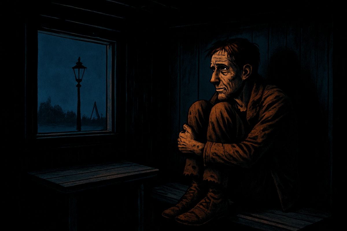 I passed a wrecked handling-machine and crossed the weed-choked Regent's Canal, and the howling stopped. The silence came like a thunderclap. Windows stared like the empty eyes of skulls, and terror took hold of me. I ran from that stillness and hid until long after midnight in a cabmen's shelter in Harrow Road.