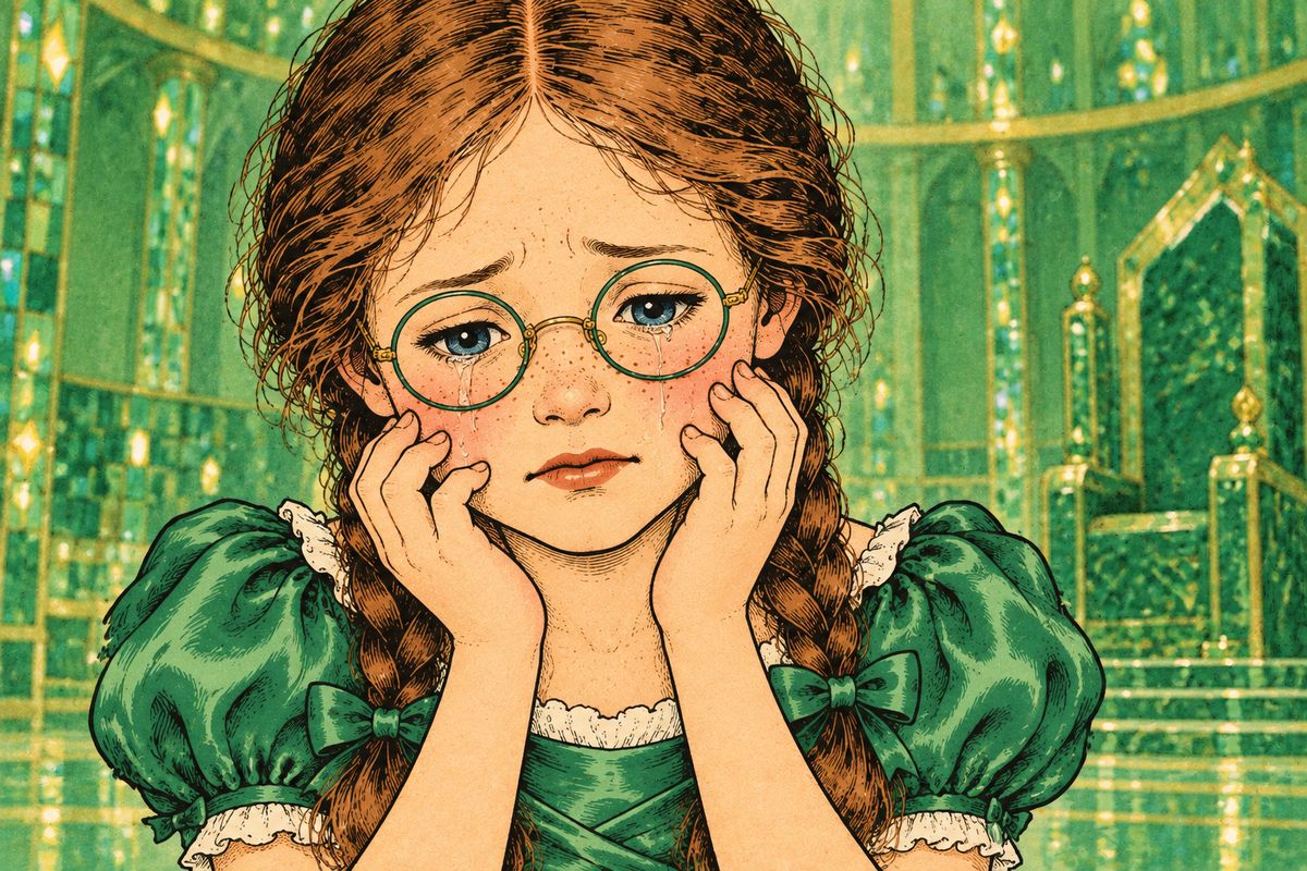Oz said everyone in his country must pay for what they get. "Kill the Wicked Witch of the West," said the Head, "and I will send you back to Kansas, but not before." Dorothy wept, for she had never killed anything on purpose, and that night she cried herself to sleep.