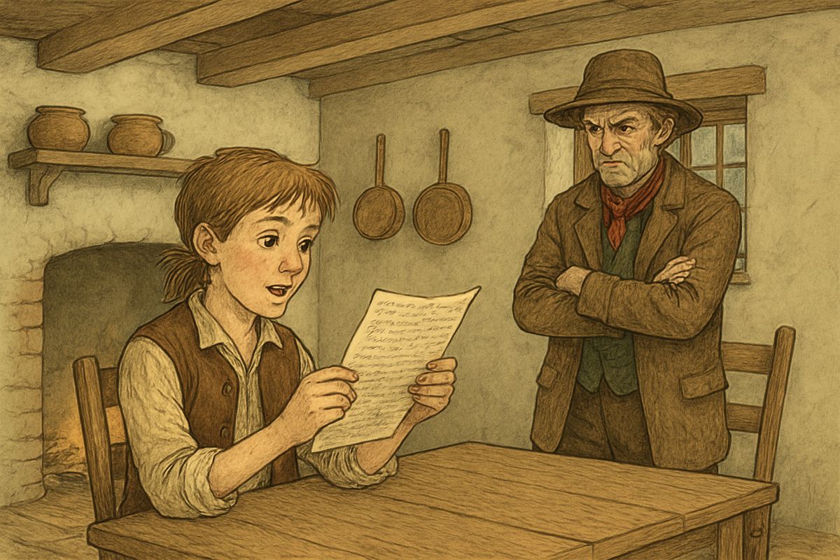 Weeks passed at the hall with old Redruth. Then the squire wrote: he had bought the schooner Hispaniola and found a crew with help from a one-legged cook, Long John Silver. "The squire has been talking, after all," I thought uneasily.