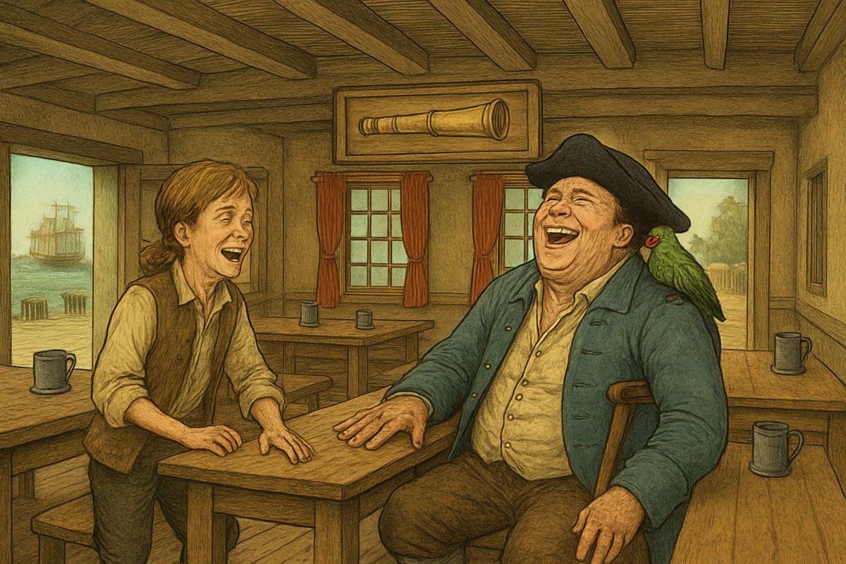 'Stop him! It's Black Dog!' cried Jim. Silver sent two men after him and stumped about roaring with outrage. When they came back empty-handed, he laughed that he'd forgotten the unpaid rum bill, and Jim felt sure Silver was honest.