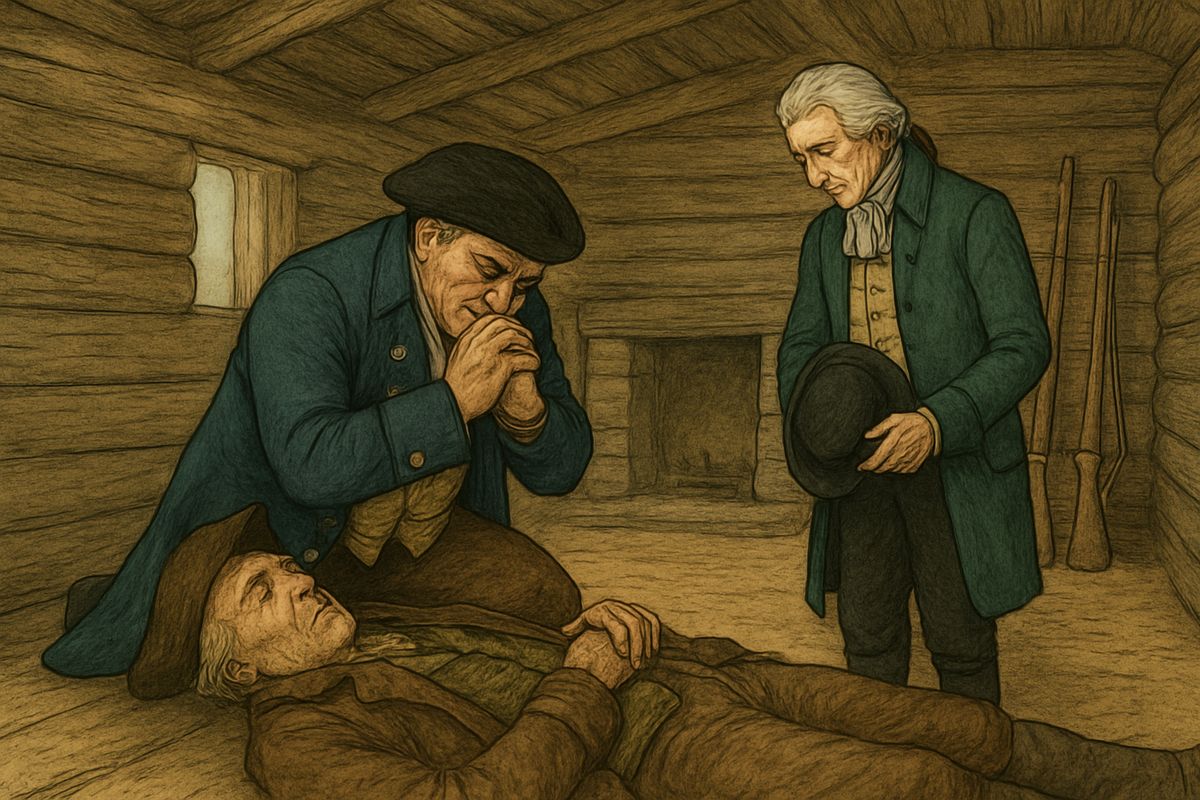 They waded ashore and ran for the stockade with pirates crashing behind. They drove one band back, but a shot from the bushes felled old Tom Redruth. The squire knelt weeping beside him. “Tom, say you forgive me, won't you?” Soon Tom died quietly.