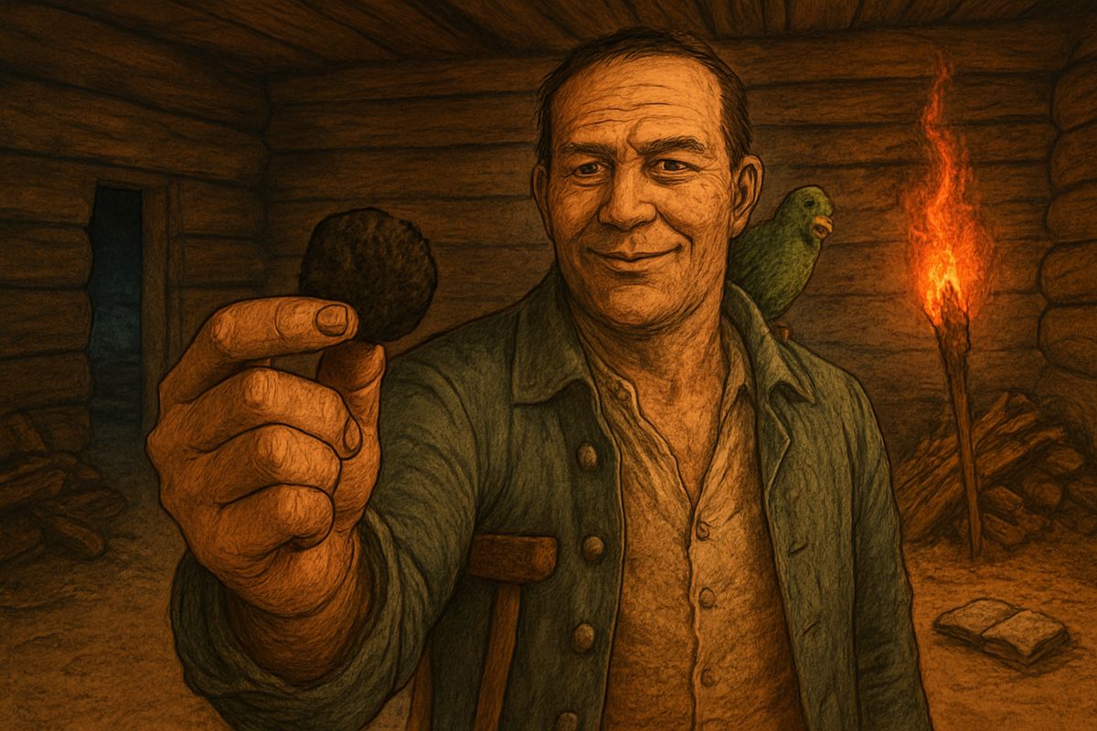 The pirates came back and handed Silver the black spot. It had been cut from the last page of Dick's Bible, and George Merry had written one word on it in wood ash: "Deposed." Silver only laughed at the bad luck of spoiling a Bible.